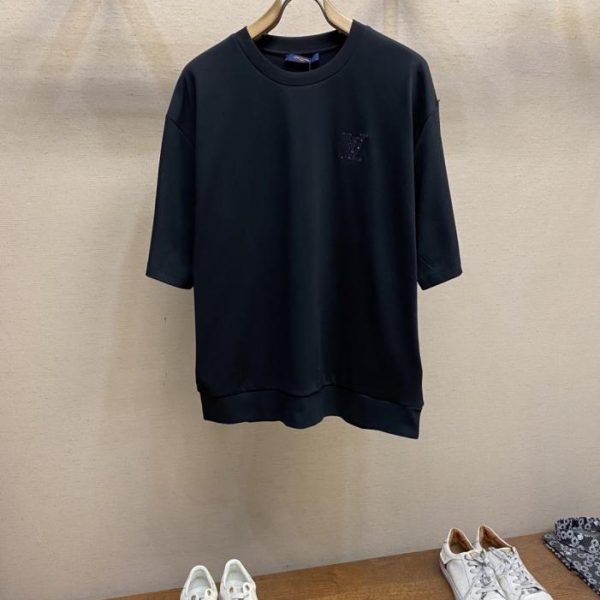 designer,replica,clothing,fake,1:1,lv,luxury,high quality LV embellished knit short-sleeved top (HHDCFX)