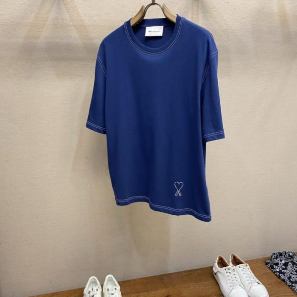 designer,replica,clothing,fake,1:1,lv,luxury,high quality AMI Heart Embroidered Short-Sleeve T-Shirt (F89CSG)