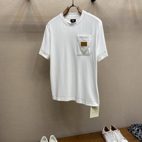 designer,replica,clothing,fake,1:1,lv,luxury,high quality Fendi Leather-Applied Short-Sleeve T-Shirt (04MGCD)