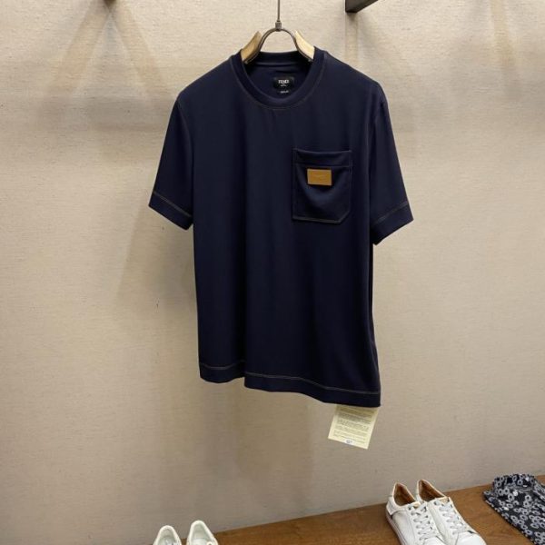designer,replica,clothing,fake,1:1,lv,luxury,high quality Fendi short-sleeved shirt with leather appliqué (KNEY3S)