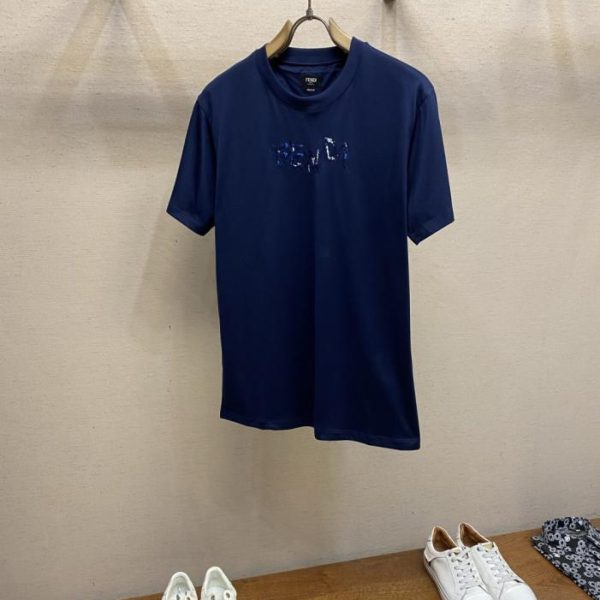 designer,replica,clothing,fake,1:1,lv,luxury,high quality Fendi embroidered round neck short-sleeved top (QSZHK7)