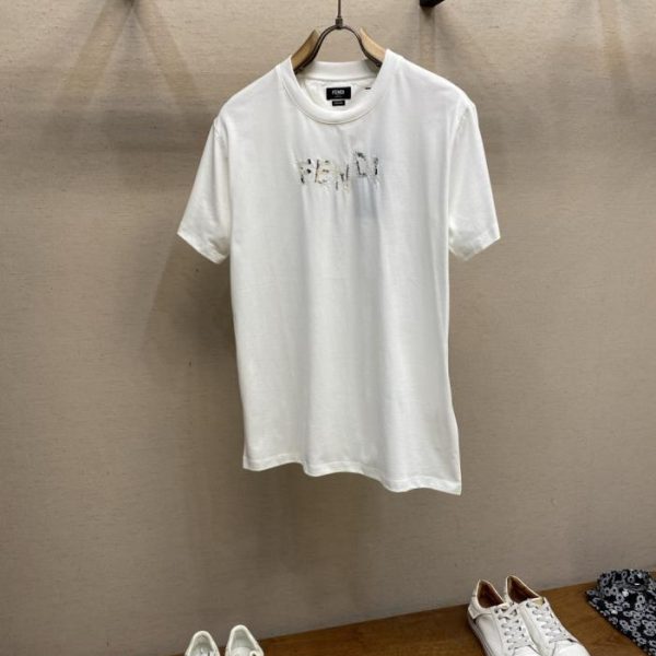 designer,replica,clothing,fake,1:1,lv,luxury,high quality Fendi embroidered round neck short-sleeved top (Z6JOJ0)