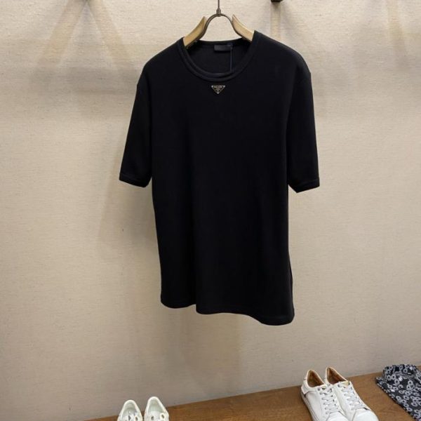 designer,replica,clothing,fake,1:1,lv,luxury,high quality Prada Metal Logo Waffle T-Shirt (L1SG2S)
