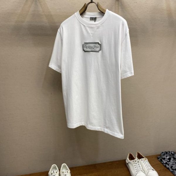 designer,replica,clothing,fake,1:1,lv,luxury,high quality Dior logo embroidered short-sleeved T-shirt (K30RDU)