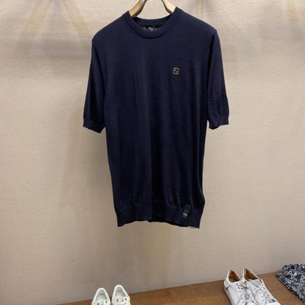 designer,replica,clothing,fake,1:1,lv,luxury,high quality Fendi double F hardware label cotton-wool knit short-sleeved top (67FVQV)