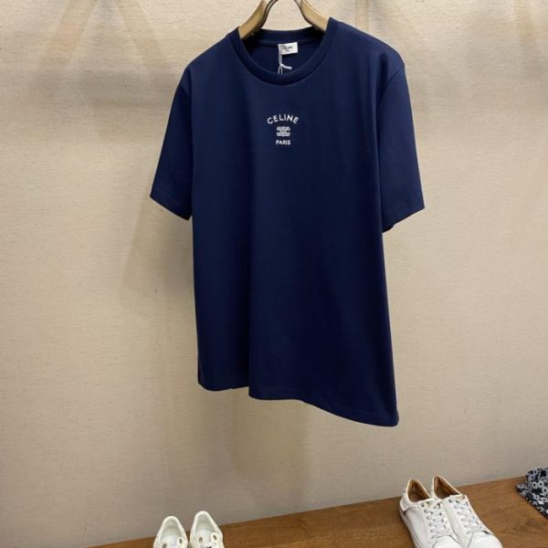 designer,replica,clothing,fake,1:1,lv,luxury,high quality Celine Arc de Triomphe Embroidered Crew Neck Cotton Short-Sleeve T-Shirt (1G58SO)