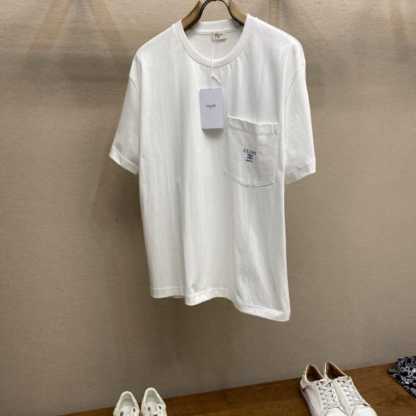 designer,replica,clothing,fake,1:1,lv,luxury,high quality Celine Arc de Triomphe Printed Patch Pocket Cotton Short-Sleeve Crew Neck T-Shirt (R2KGIW)