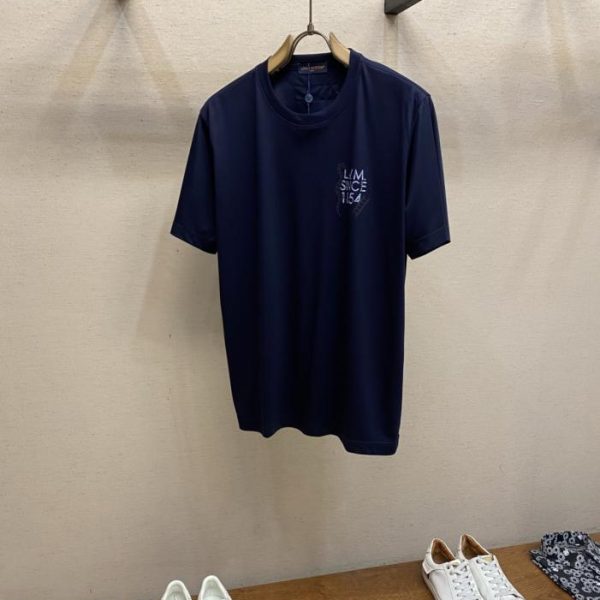 designer,replica,clothing,fake,1:1,lv,luxury,high quality LV Navy Blue Liquid Nitrogen T-Shirt | Snake Climbing Ladder Letter Print Short-Sleeve T-Shirt (C8IJX7)