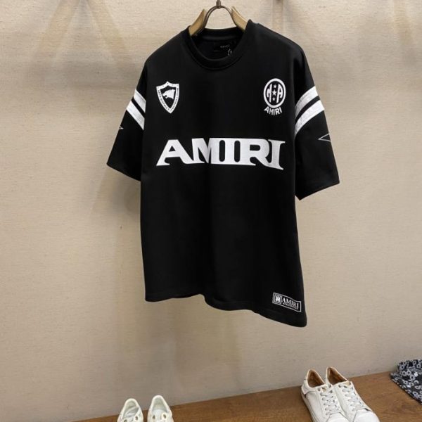 designer,replica,clothing,fake,1:1,lv,luxury,high quality AMIRI Summer New Arrival Pure Cotton Short-Sleeve Heavyweight T-Shirt with Logo Print and Patchwork Sleeves, Unisex Style (AHADZI)