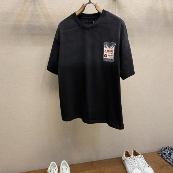 designer,replica,clothing,fake,1:1,lv,luxury,high quality AMIRI American streetwear brand new summer loose-fitting pure cotton printed crew neck short-sleeved shirt (BJVJ9T)