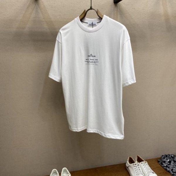 designer,replica,clothing,fake,1:1,lv,luxury,high quality STONE ISLAND New Logo Print Cotton Crew Neck Loose Short-Sleeve T-Shirt (HQ5X43)