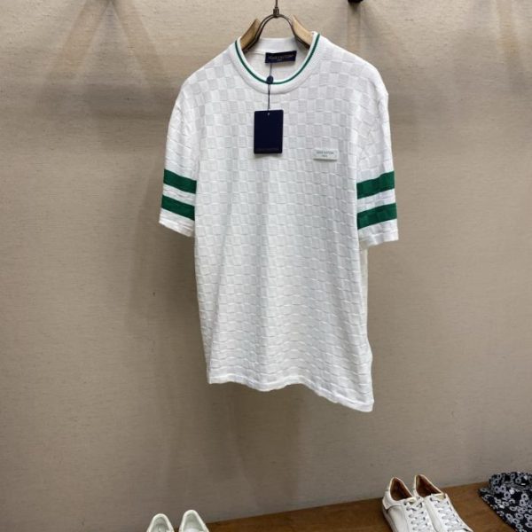 designer,replica,clothing,fake,1:1,lv,luxury,high quality LV Summer New Arrival Damier Jacquard Leather Logo Knit Sweater (G3A68R)