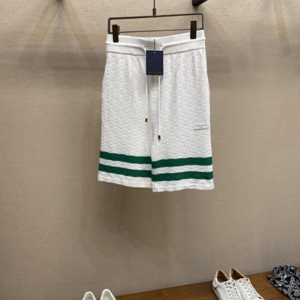 designer,replica,clothing,fake,1:1,lv,luxury,high quality LV Summer New Arrival: Lettered Leather Tag Damier Knit Shorts (SSXO11)