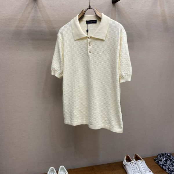 designer,replica,clothing,fake,1:1,lv,luxury,high quality LV monogrammed checkered jacquard knit polo shirt (96SKOG)