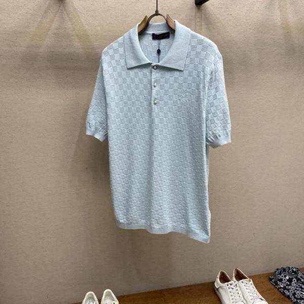 designer,replica,clothing,fake,1:1,lv,luxury,high quality LV monogrammed checkered jacquard knit polo shirt (CLYSBU)