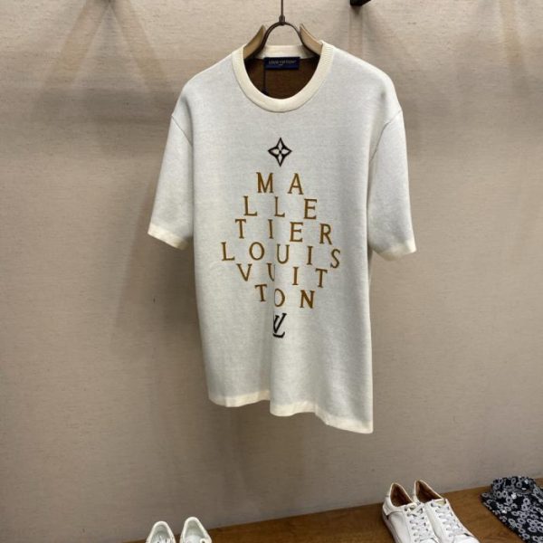 designer,replica,clothing,fake,1:1,lv,luxury,high quality LV monogram color-blocked jacquard knit short-sleeved top (M4NM7C)
