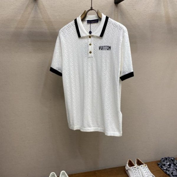 designer,replica,clothing,fake,1:1,lv,luxury,high quality LV Openwork Knit Short-Sleeve Top (V-Shaped) (F00LY9)