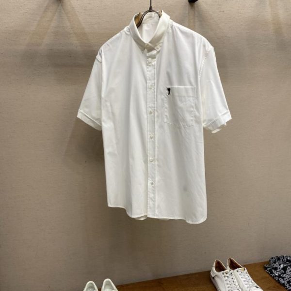 designer,replica,clothing,fake,1:1,lv,luxury,high quality AMI Stylish and Simple Short-Sleeve Shirt (4A8CMI)