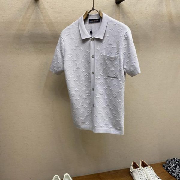 designer,replica,clothing,fake,1:1,lv,luxury,high quality LV New All-Over Pattern Jacquard Knit Short-Sleeve T-Shirt (006ZSZ)