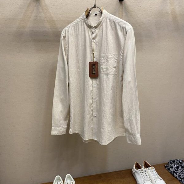 designer,replica,clothing,fake,1:1,lv,luxury,high quality LP Long-Sleeve Shirt with Ramie Blend and Mid-Lane Collar (YNX0ER)