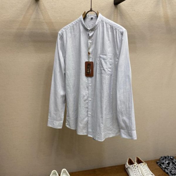 designer,replica,clothing,fake,1:1,lv,luxury,high quality LP Long-Sleeve Shirt with Ramie Blend and Mid-Lane Collar (YV6ADM)