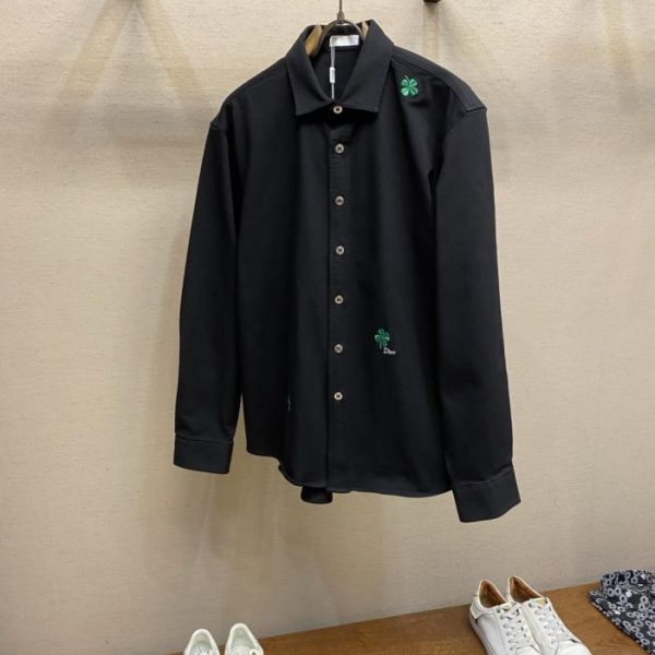 designer,replica,clothing,fake,1:1,lv,luxury,high quality Dior stretch black cotton twill shirt jacket with logo embroidery details (L71794)