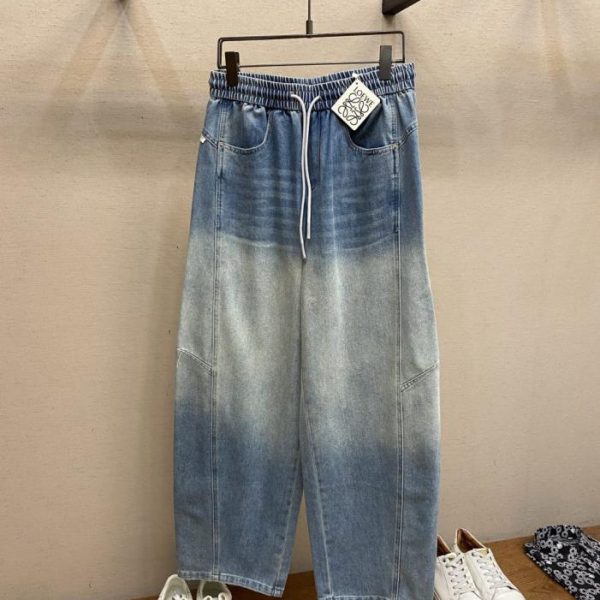 designer,replica,clothing,fake,1:1,lv,luxury,high quality Loewe gradient washed blue drawstring wide-leg jeans (VDYILA)