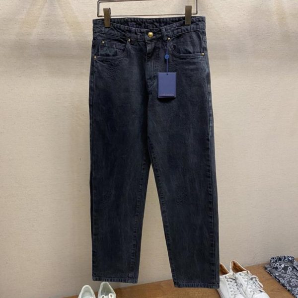 designer,replica,clothing,fake,1:1,lv,luxury,high quality Louis Vuitton checkered straight-leg jeans (AQZWZ6)
