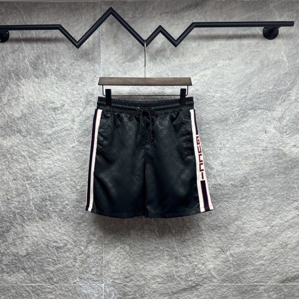 designer,replica,clothing,fake,1:1,lv,luxury,high quality Gucci’s new woven-ribbon patchwork logo-printed beach shorts for couples (MOQI96)