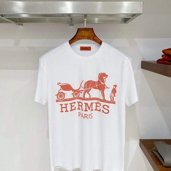 designer,replica,clothing,fake,1:1,lv,luxury,high quality Hermès H16 Summer New Mercerized Cotton Short-Sleeve T-Shirt (37UDE1)