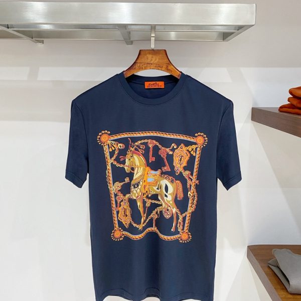 designer,replica,clothing,fake,1:1,lv,luxury,high quality Hermès H17 Summer New Mercerized Cotton Short-Sleeve T-Shirt (AUWDX4)