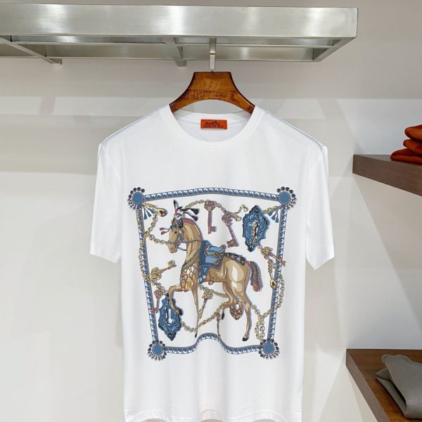 designer,replica,clothing,fake,1:1,lv,luxury,high quality Hermès H17 Summer New Mercerized Cotton Short-Sleeve T-Shirt (V5BMIX)