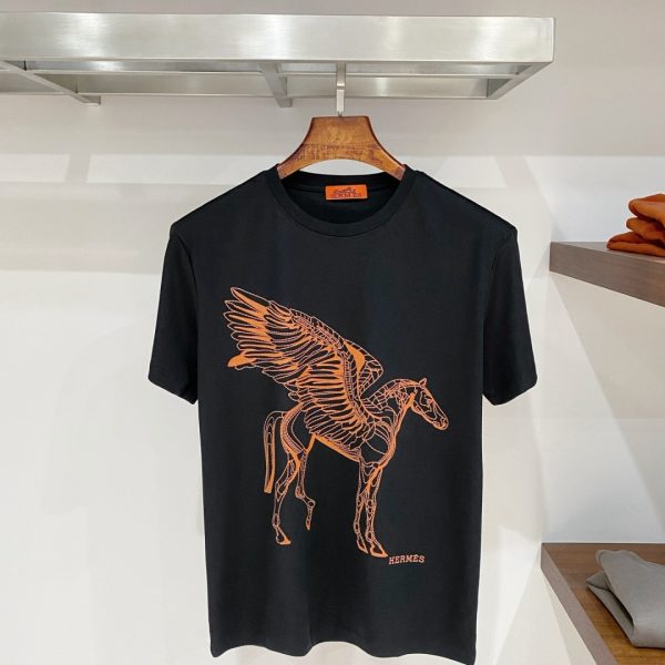 designer,replica,clothing,fake,1:1,lv,luxury,high quality Hermès H19 Summer New Mercerized Cotton Short-Sleeve T-Shirt (D037FK)