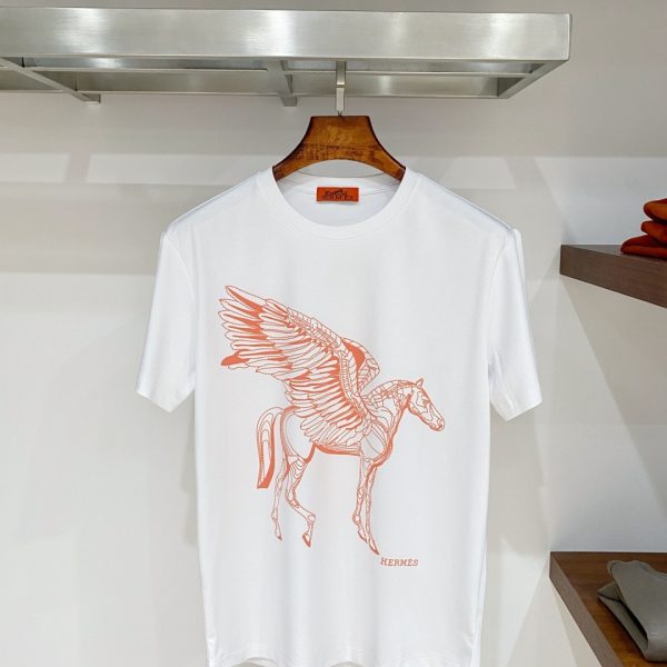 designer,replica,clothing,fake,1:1,lv,luxury,high quality Hermès H19 Summer New Mercerized Cotton Short-Sleeve T-Shirt (JX7B2Q)