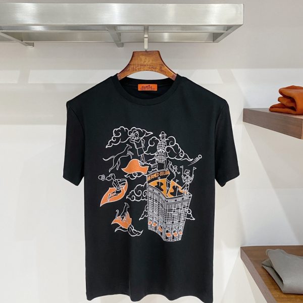 designer,replica,clothing,fake,1:1,lv,luxury,high quality Hermès H20 Summer New Mercerized Cotton Short-Sleeve T-Shirt (0GUTJH)