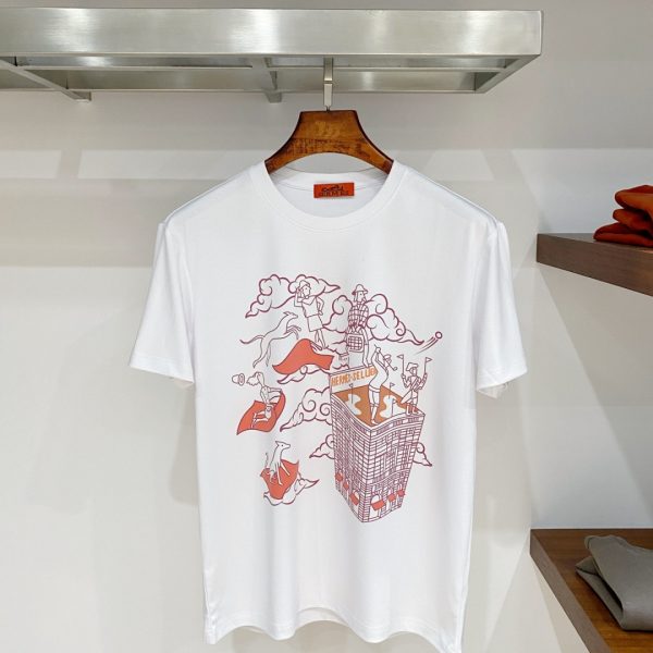 designer,replica,clothing,fake,1:1,lv,luxury,high quality Hermès H20 Summer New Mercerized Cotton Short-Sleeve T-Shirt (950JU5)