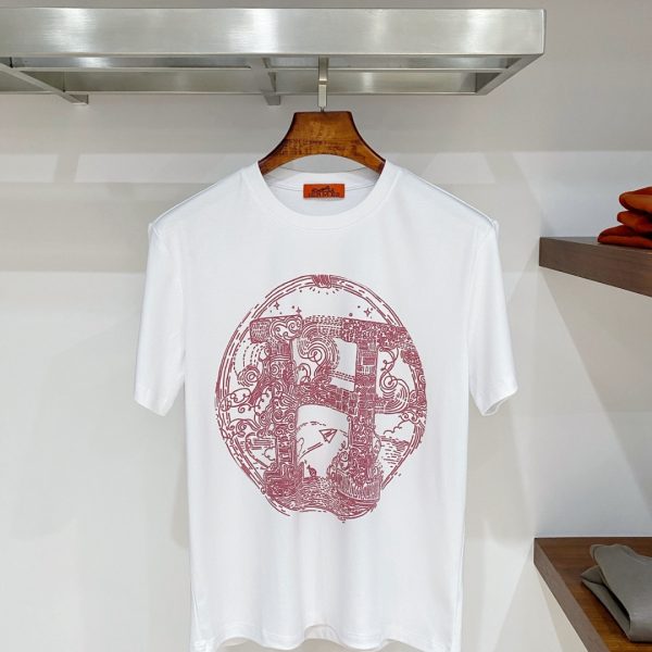 designer,replica,clothing,fake,1:1,lv,luxury,high quality Hermès H25 Summer New Mercerized Cotton Short-Sleeve T-Shirt (99XEIS)