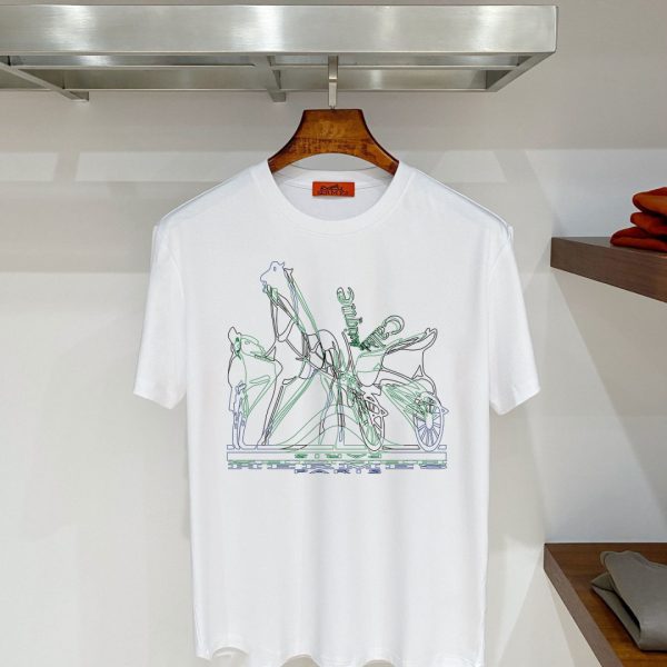 designer,replica,clothing,fake,1:1,lv,luxury,high quality Hermès H42 Summer New Mercerized Cotton Short-Sleeve T-Shirt (IHZCID)