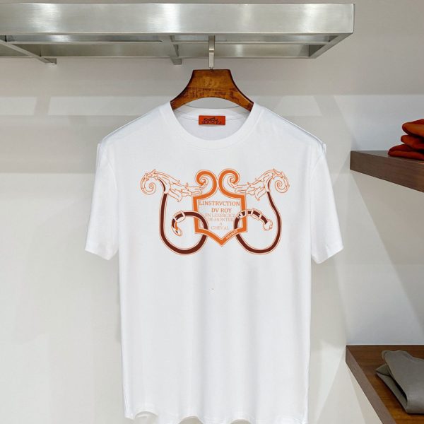 designer,replica,clothing,fake,1:1,lv,luxury,high quality Hermès H34 Summer New Mercerized Cotton Short-Sleeve T-Shirt (EYK3O6)