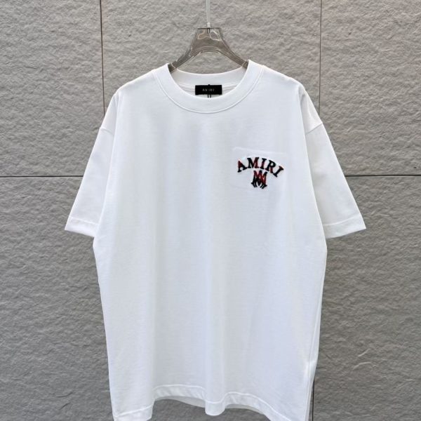 designer,replica,clothing,fake,1:1,lv,luxury,high quality AMIRI Spring/Summer New Arrival: Velvet Color-Blocked Embroidered Crew Neck Short-Sleeve T-Shirt (Q2CRWW)