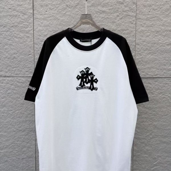 designer,replica,clothing,fake,1:1,lv,luxury,high quality Chrome Hearts Spring/Summer New Arrival: Round Neck Short-Sleeve T-Shirt with Horseshoe Flower Embroidery (8LG7WS)