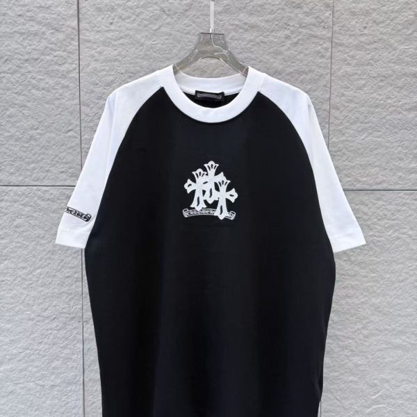 designer,replica,clothing,fake,1:1,lv,luxury,high quality Chrome Hearts Spring/Summer New Arrival: Patchwork Horseshoe Flower Embroidery Crew Neck Short-Sleeve T-Shirt (MJIW02)