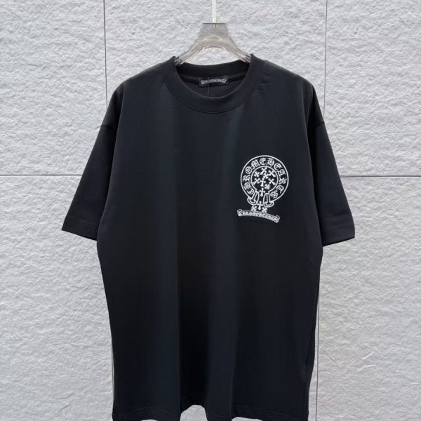 designer,replica,clothing,fake,1:1,lv,luxury,high quality Chrome Hearts Spring/Summer New Arrival: Horseshoe Cross Embroidered Round Neck Short-Sleeve T-Shirt (057AWK)