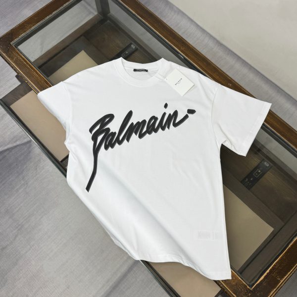 designer,replica,clothing,fake,1:1,lv,luxury,high quality BALMAIN’s latest logo print short-sleeved T-shirt for couples (5GNHLV)