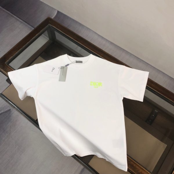 designer,replica,clothing,fake,1:1,lv,luxury,high quality DIOR boutique style round neck fluorescent green embroidered letter short-sleeved T-shirt (C5RFII)