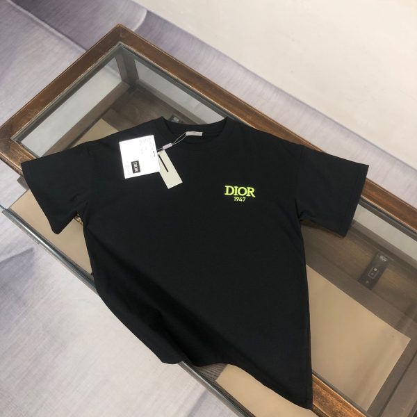 designer,replica,clothing,fake,1:1,lv,luxury,high quality DIOR boutique style round neck fluorescent green embroidered letter short-sleeved T-shirt (K1FNUC)