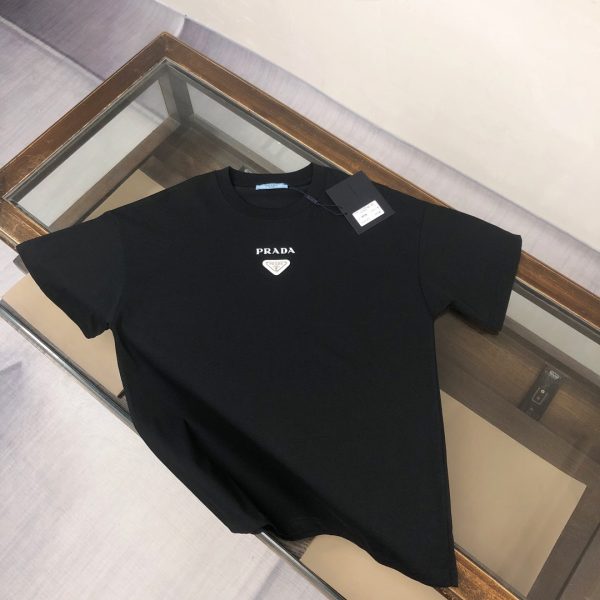 designer,replica,clothing,fake,1:1,lv,luxury,high quality PRADA boutique style crew neck short-sleeved T-shirt with triangle logo (60YI5R)