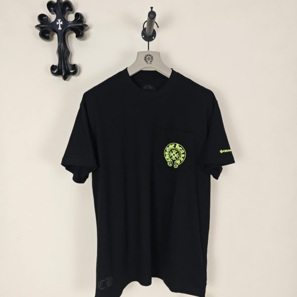 designer,replica,clothing,fake,1:1,lv,luxury,high quality Chrome Hearts Fluorescent Yellow Horseshoe Short-Sleeve T-Shirt (EZV1Y0)