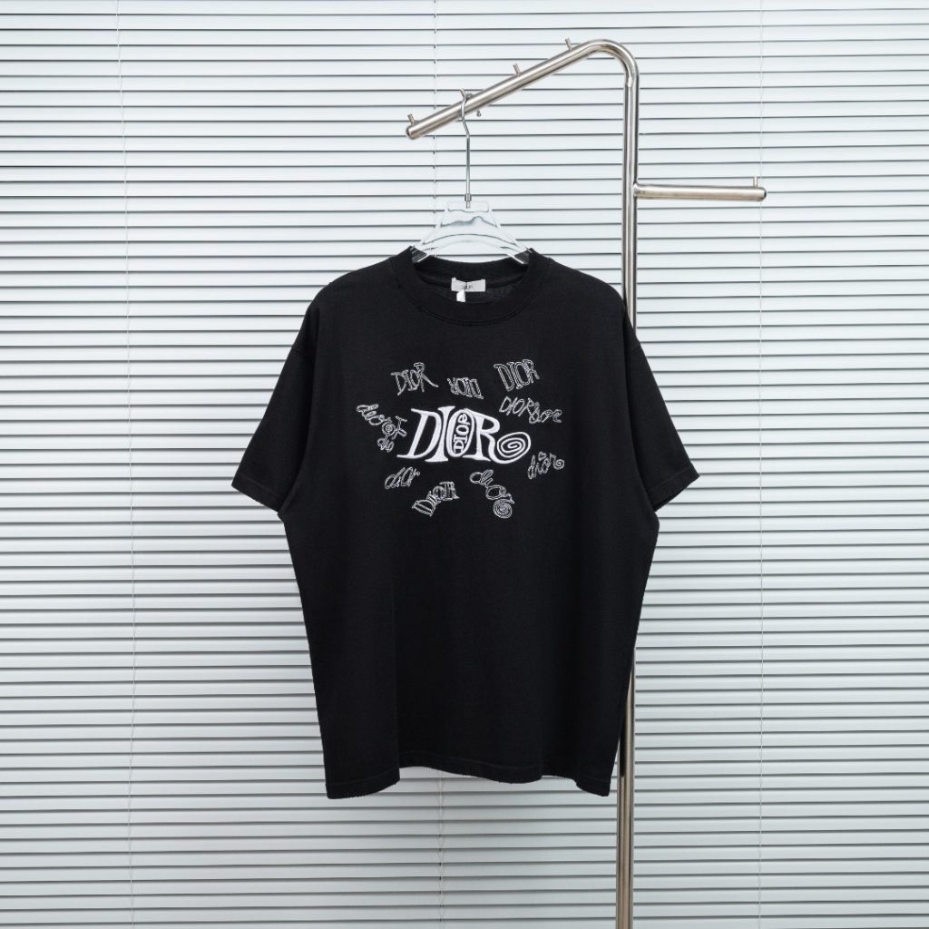 designer,replica,clothing,fake,1:1,lv,luxury,high quality DIOR irregular embroidered distressed short-sleeved shirt, color (1DG2ET)