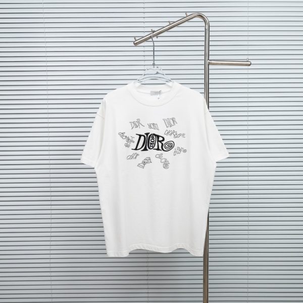 designer,replica,clothing,fake,1:1,lv,luxury,high quality DIOR Irregular Embroidered Ripped Short-Sleeve T-Shirt, Color (1UJWUI)